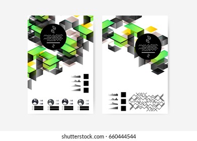 Abstract digital Memphis style geometric trendy background. With place for your message. Business or tech presentation, cover template