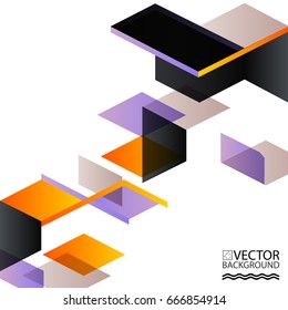 Abstract digital Memphis style geometric trendy background. With place for your message. Business or tech presentation, cover template. Eps 10 