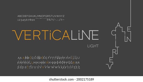 Abstract digital minimal modern light line design vertical alphabet fonts. Typography technology electronic business music future fashion logo creative font. Vector font ideal as header for posters