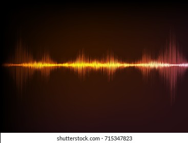 Abstract Digital minimal Sound waves on Orange background,technology concept,design for music industry,Vector,Illustration.
