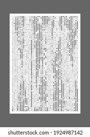 Abstract digital minimalist composition good for wall decoration, as poster or banner design, vector illustration. The binary flow pattern of square particles.