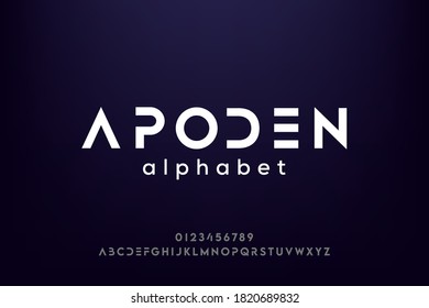 Abstract digital modern alphabet fonts. Typography technology electronic dance music future creative font.