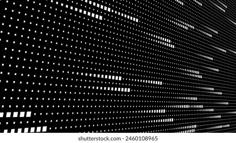 Abstract Digital Mosaic Grid Dots Halftone Tech Background Pattern. White Pixels Moving Fast on Grid. Hi-Tech Minimal Technology Design Texture. Digital Data Flow Transfer. Vector Illustration.