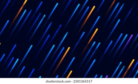 Abstract Digital Mosaic Grid Dots Halftone Tech Background Pattern. Colorful Pixels Moving Fast on Grid. Hi-Tech Minimal Technology Design Texture. Digital Data Flow Transfer. Vector Illustration.