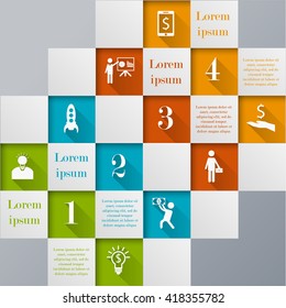 Abstract digital mosaic infographic template.  Vector illustration can be used for workflow layout, number options, web design. Business concept with 4 options, parts, steps or processes