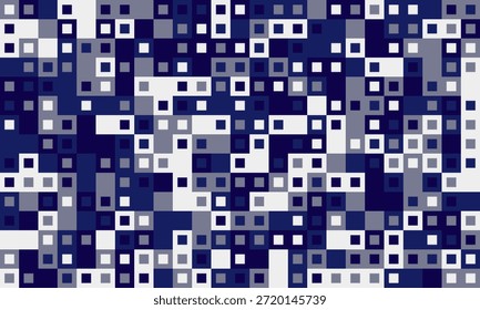 Abstractas patrón de mosaico digital en tonos de azul y blanco.  Ideal para fondos, diseño de Sitios web o proyectos relacionados con la tecnología.  El diseño pixelado evoca una sensación de flujo de datos y tecnología moderna.