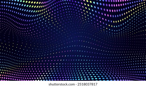 Abstract Digital Movement Background. Dotted Flowing Wave Colorful Backdrop.
