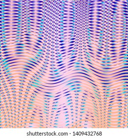 Abstract digital multicolor gradient background with moire effect.  Contemporary creative template with wavy stripes.