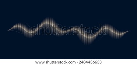 Abstract digital music audio wave on black background. Gold soundwave art with vertical lines. Vector illustration in concept music, sound, technology.	