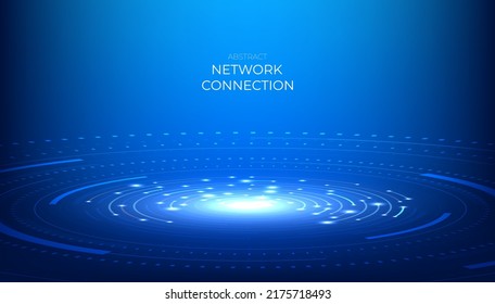 Abstract digital network connection.  Futuristic connection circle background.