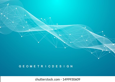 Abstract digital network connection structure on blue background. Artificial intelligence and engineering technology concept. Global network Big Data, Lines plexus, minimal array. Vector illustration