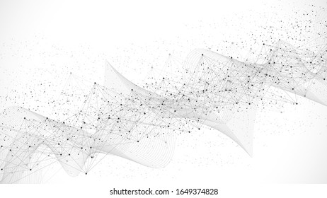 Abstract digital network connection structure on blue background. Artificial intelligence and engineering technology concept. Global network Big Data, Lines plexus, minimal array. Vector illustration