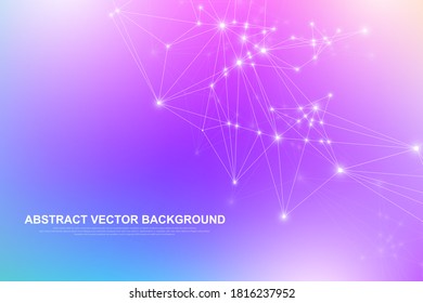 Abstract digital network connection structure on blue background. Artificial intelligence and engineering technology concept. Global network Big Data, Lines plexus, minimal array. Vector illustration