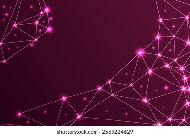 Abstract Digital Network with Glowing Nodes and Lines on a Night Technology Background