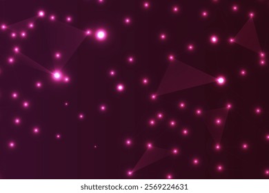 Abstract Digital Network with Glowing Nodes and Lines on a Night Technology Background