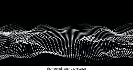 Abstract digital noise grid from dots in lines on black background. Technology background vector. Future background.