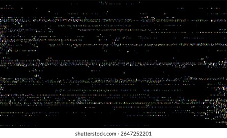 Abstraktes digitales Rauschmuster mit Farbverzerrung. Glitzer-Effekt aus einem alten VHS-Video. Bildschirmfehlertextur für Hintergrunddesign.