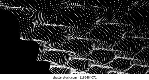 Abstract digital noise wave of dots.  Technology  background vector. Future background.
