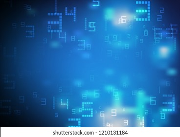 Abstract Digital Numbers With Glowing Light, Vector Illustration