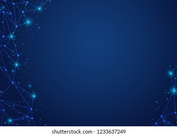 Abstract digital on blue background. Wire frame 3D mesh network line, design sphere, dot and structure. Vector illustration eps 10.