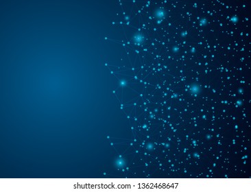 Abstract digital on blue background. Wire frame 3D mesh network line, design sphere, dot and structure. Vector illustration eps 10.
