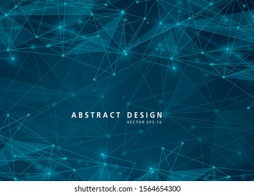 Abstract digital on blue background. Wire frame 3D mesh network line, design sphere, dot and structure. Vector illustration eps 10.