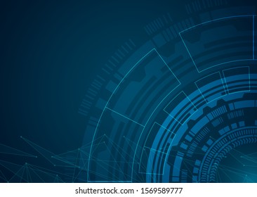 Abstract digital on blue background. Wire frame 3D mesh network line, design sphere, dot and structure. Vector illustration eps 10.