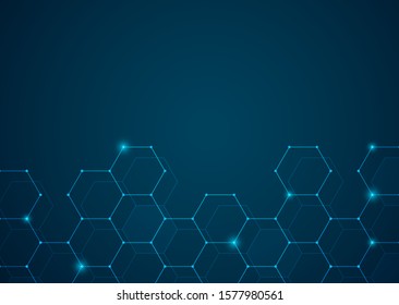 Abstract digital on blue background. Wire frame 3D mesh network line, design sphere, dot and structure. Vector illustration eps 10.