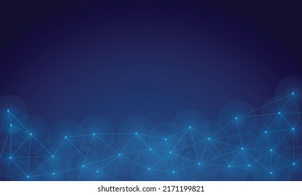 Abstract digital on blue background. Wire frame 3D mesh network line, design sphere, dot and structure. Vector 
