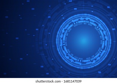Resumen digital sobre el fondo azul de la tecnología circular. Línea de red de malla 3D, esfera de diseño, alta velocidad y estructura. Ilustración vectorial, pasos 10.