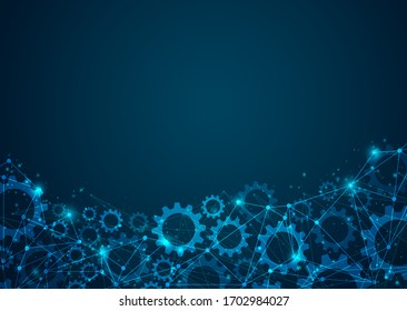 Abstraktes Digital auf blauem Hintergrund der Circular Technology. Drahtrahmen 3D-Maschennetz-Linie, Design-Kugel, Hochgeschwindigkeit und Struktur. Vektorillustration, Abbildung eps10.