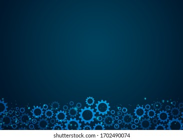 Abstract digital on gears Circular Technology blue background. Wire frame 3D mesh network line, design sphere, High speed and structure. Vector illustration eps 10.