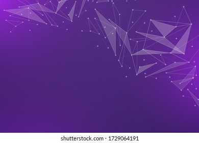 Abstract digital on purple background. Wire frame 3D mesh network line, design sphere, dot and structure. Vector illustration eps 10.