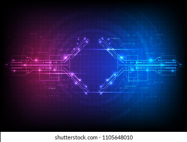 Abstract digital over dark blue and pink background, Illustration vector design technology concept about circuit board data, engineer high tech or futuristic world gaming.