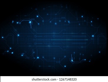 Abstract digital over dark blue background, Illustration vector design technology concept about circuit board data, engineer high tech or futuristic world gaming.