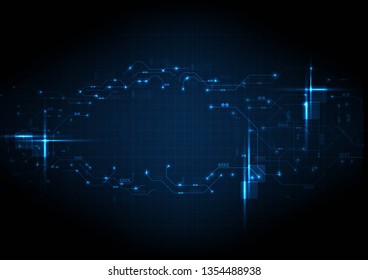 Abstract digital over dark blue background, Illustration vector design technology concept about circuit board data, engineer high tech or futuristic world gaming.