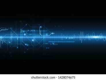 Abstract digital over dark blue background, Illustration vector design technology concept about circuit board data, engineer high tech or futuristic world gaming.