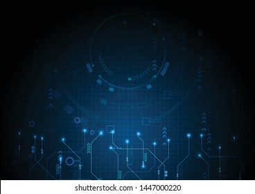 Fondo de la tecnología Deep Blue Futuristic Game Circuit, ingeniero de información de datos de línea abstracta ilustración de hitech