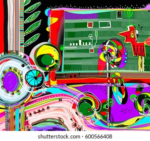 abstract digital painting, coloring composition of modern art, contemporary vector illustration