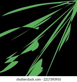 Abstract digital painting in green on black background for wall decoration