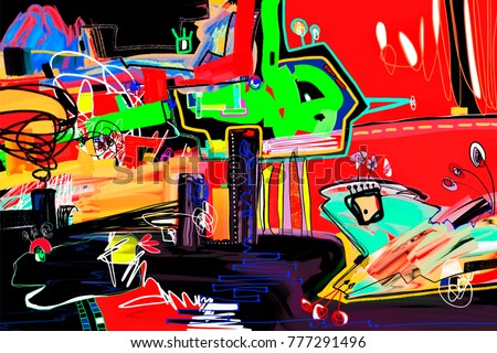 abstract digital painting perfect to interior design or magazine page decoration, contemporary art vector illustration