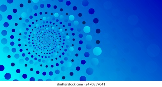 Abstract digital particle circles with gradient. Futuristic circular sound wave. Big data visualization. 3D Virtual space Cyberspace. Vector illustration.Blue banner with gradient  Futuristic design