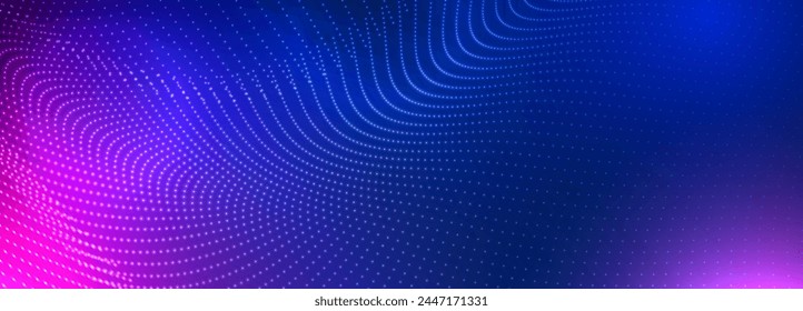 Abstract digital particle dynamic wave technology background. Big data visualization. 3d abstract sci-fi user interface concept. Music wave. Big data digital code. Technology or Science. Vector EPS10.