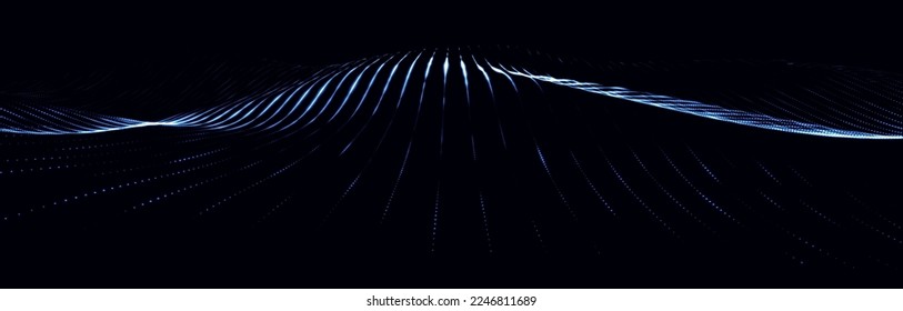 Abstract digital particle wave. Futuristic dotted wave. Technology background vector. Vector illustration