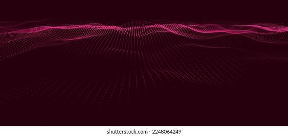 Abstract digital particle wave. Futuristic dotted wave. Technology background vector. Vector illustration