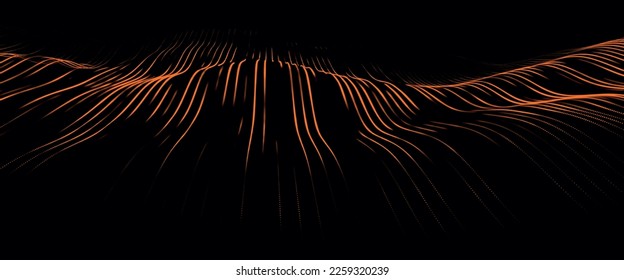 Abstract digital particle wave. Futuristic dotted wave. Technology background vector. Vector illustration