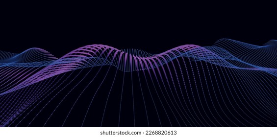 Abstract digital particle wave. Futuristic dotted wave. Technology background vector. Vector illustration