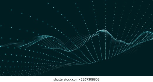 Abstract digital particle wave. Futuristic dotted wave. Technology background vector. Vector illustration.