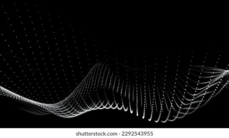 Abstract digital particle wave. Futuristic dotted wave. Technology background vector. Vector illustration