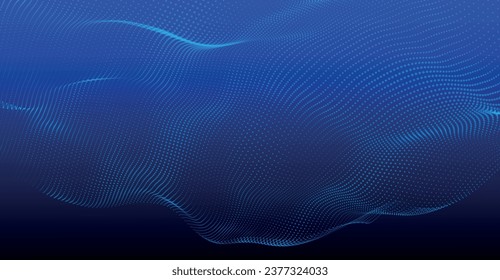 Abstract digital particle wave. Futuristic dotted wave. Technology background vector. Vector illustration.